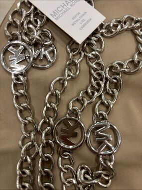 MICHAEL Michael Kors Silver Chain Logo Link Belt